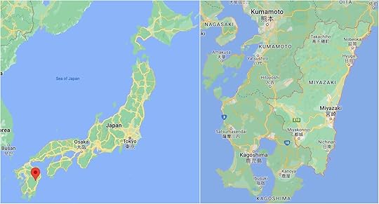 Map of Japan with a focus on Miyazaki prefecture