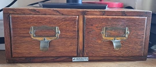 photo of wooden card index box