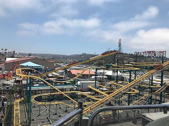 birds-eye view of roller coaster at the San Diego fair