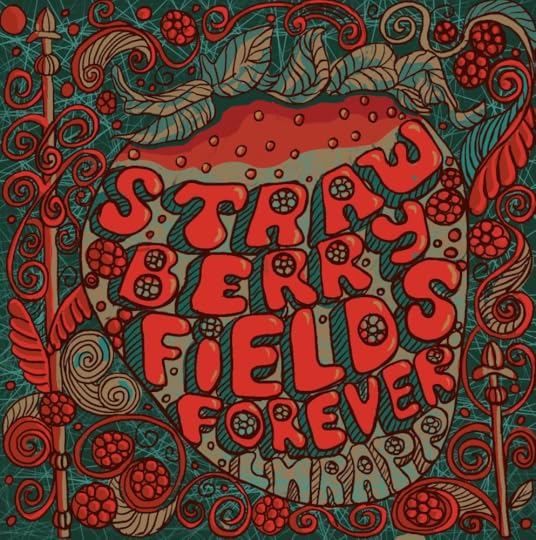 Red and green illustration for a disc cover of the song strawberry fields
