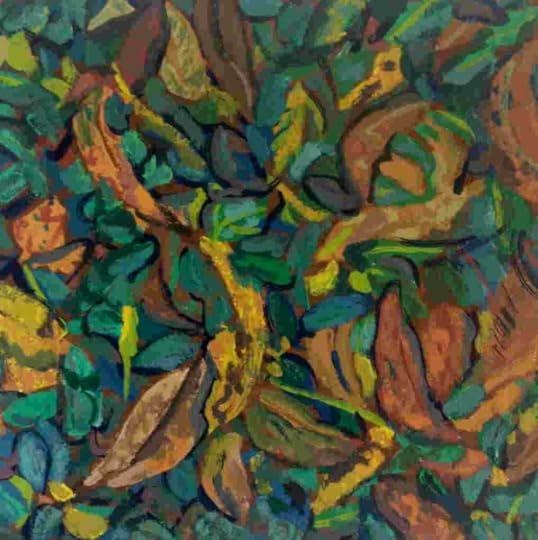 Gouache painting of fallen leaves