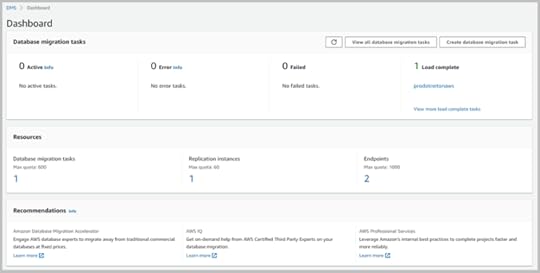 Figure 3. Dashboard showing completed migration task