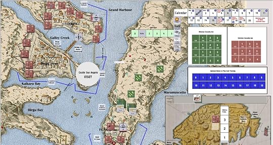 Same image as before but both Ottoman stacks are near Fort St Elmo, both have Trench markers, and there is now a damage marker on the walls.