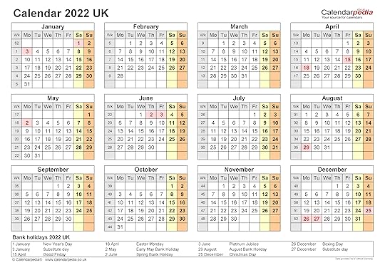calendar 2022 uk free printable pdf templates