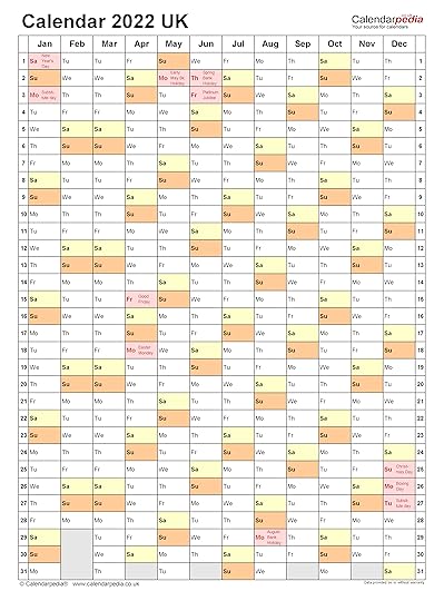 calendar 2022 uk free printable pdf templates