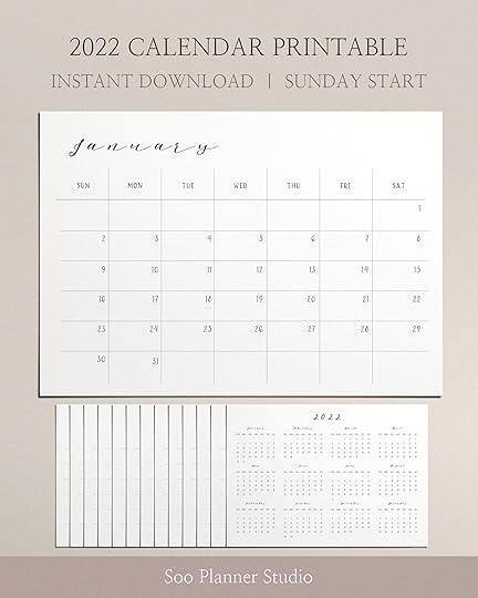 2022 calendar printable 2022 desk calendar pdf 2022 wall etsy