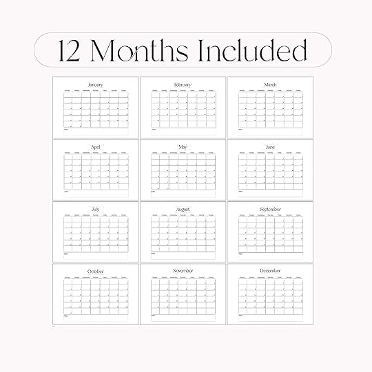2022 monthly calendar printable calendar template landscape etsy