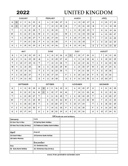 2022 uk holiday calendar free printable calendarcom