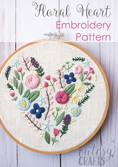 heart flower embroidery design cutesy crafts