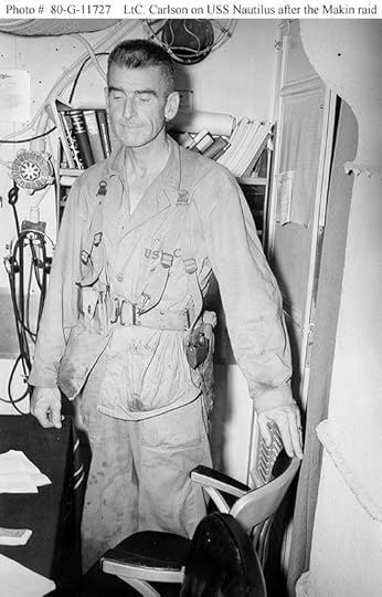 Lt. Col. Evans Carlson, USMC, Carlson's Raiders, after the Makin Island Raid, August 1942 (US Naval History and Heritage Command: 80-G-11727)