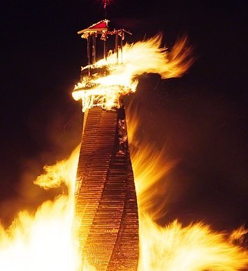 May be an image of fire and outdoors