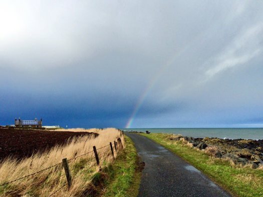 rainbow over the coast: North East Scotland Beaches