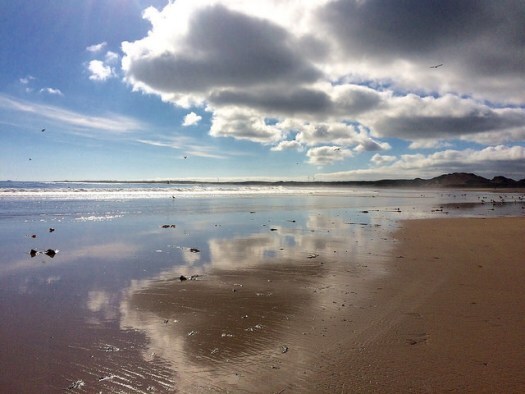 reflective clouds at the coast: North East Scotland Beaches