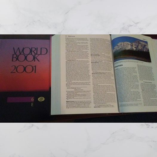 World Books 2001 E and M opened to Mountain