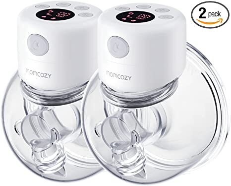 Momcozy Wearable Breast Pump, S12 Double Hands Free Breast Pump, LCD Display, Low Noise & Painless, 2 Modes & 9 Levels Electric Breast Pump Portable, 24mm Flange, 2 Pack