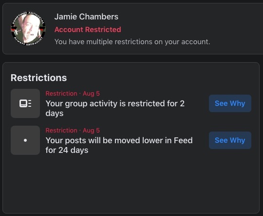Facebook Restrictions