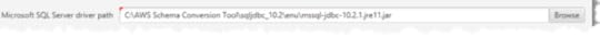 Figure 3. Specifying SQL Server JDBC path