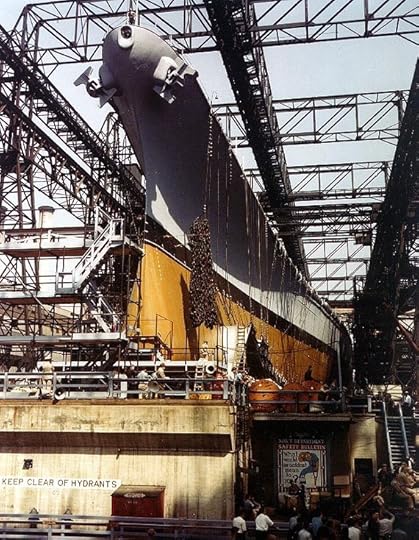 Battleship USS Iowa ready for launching, New York Navy Yard, NY, Aug 1942 (US National Archives: 80-G-K-13507)