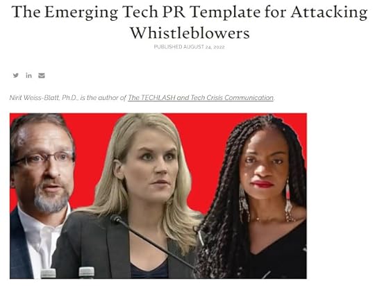 The Emerging Tech PR Template for Attacking Whistleblowers Nirit Weiss-Blatt
