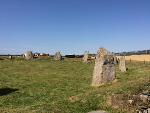 Blue skies over a stone circle