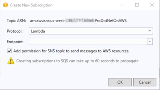 Figure 3. Create New Subscription window in the Toolkit for Visual Studio