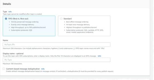 Figure 6. Creating an SNS topic in the AWS Console