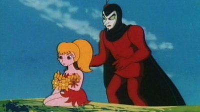 Zenda picking flowers as her father, Satan, watches over her