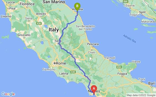 Travel route of Naples to Ancona