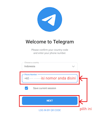 masukkan nomor ponsel anda di web telegram