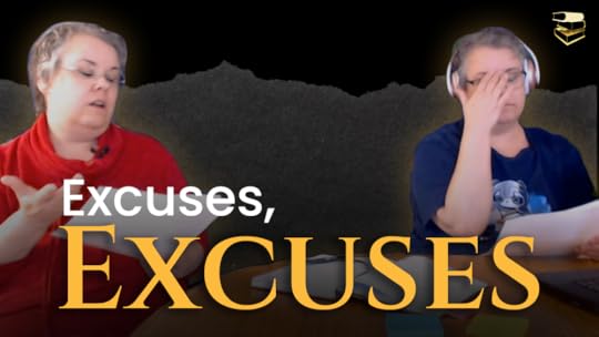 A photo of me and my clone sitting at a table talking to each other, with the title text, 