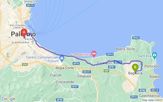 Travel route of Palermo to Bagheria