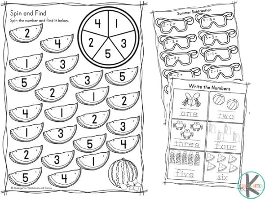 free printable summer math worksheets for kindergarten