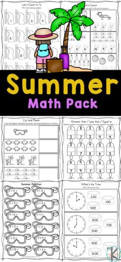 free printable summer math worksheets for kindergarten