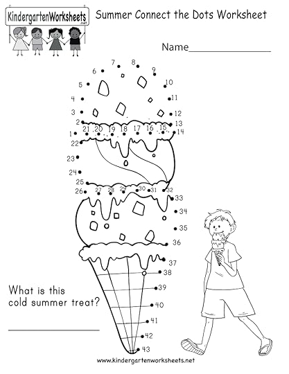 summer connect the dots worksheet for kindergarten free printable