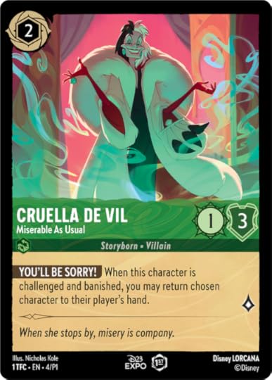 Art for the Disney Lorcana card Cruella de Vil