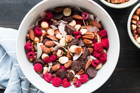 sweet keto trail mix in a white bowl