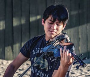 Street musician playing a violin