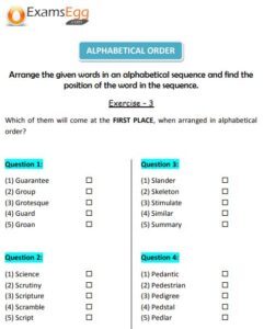 alphabetical order worksheets with answers examsegg practice mcqs