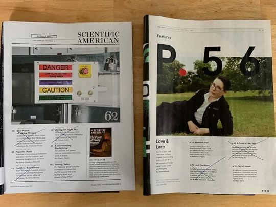 Articles crossed off in the table of contents.