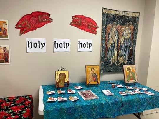 holy holy holy angel display with angel banner, holy icons, and seraphim
