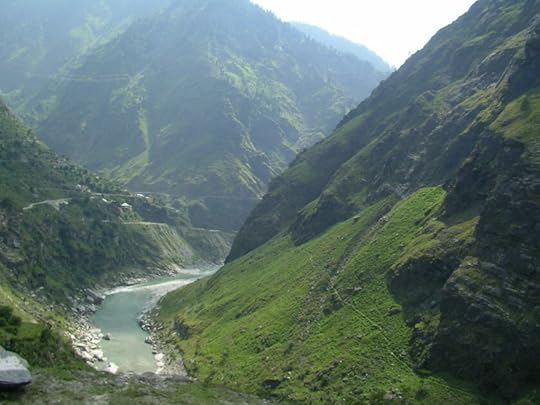 beautiful view of sutlej while on the road from reckong peo to kaza