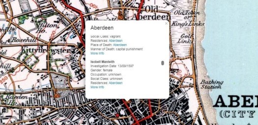 Map of accused Scottish witches