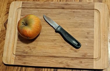 photo of my Kitchen Devil on chopping board with apple