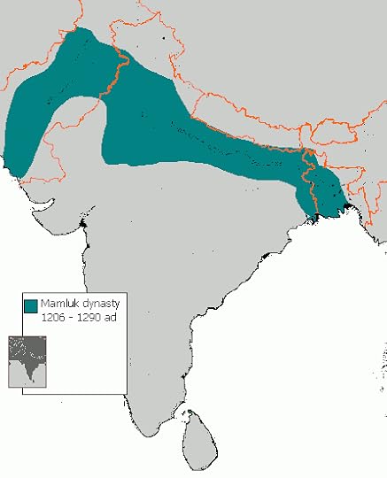 The Delhi Sultanate map of India showing extent of the Mamluk Dynasty