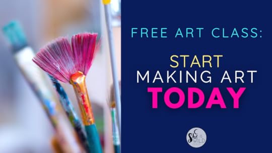 free online art course graphic, words with delightfully messy paintbrushes