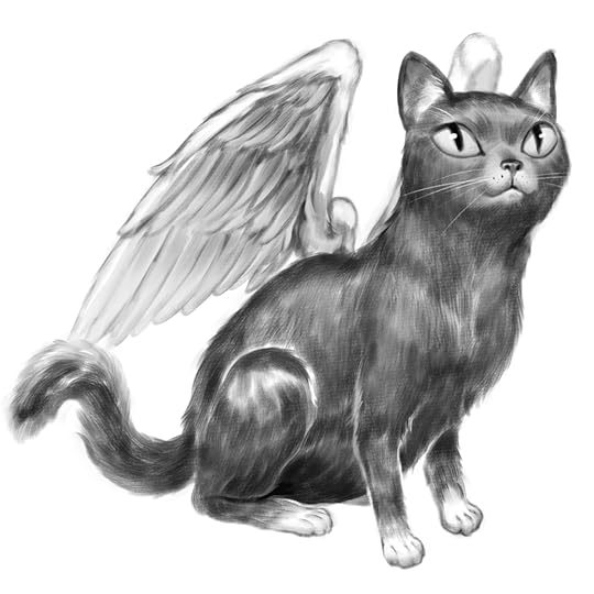 Sketch of Nebula, a winged cat from the story 'Written in the Stars' published in the anthology Pets in Space 7