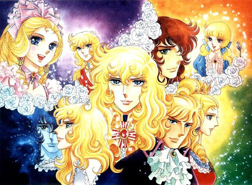 Wallpaper collage depicting the full cast of The Rose of Versailles