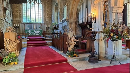 nave decorated for harvest festival