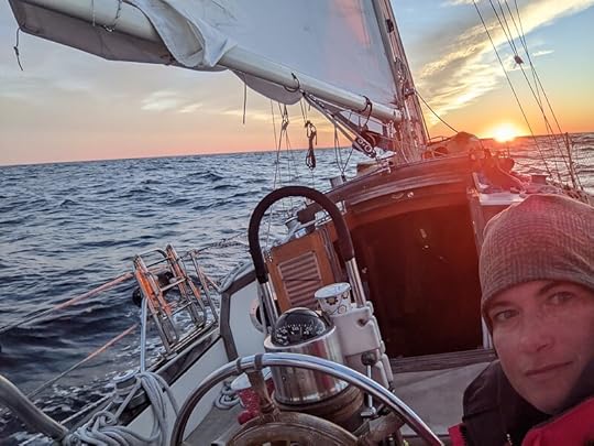 Sailing into the sunset, offshore