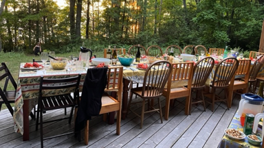 A picture containing tree, table, floor, chairDescription automatically generated